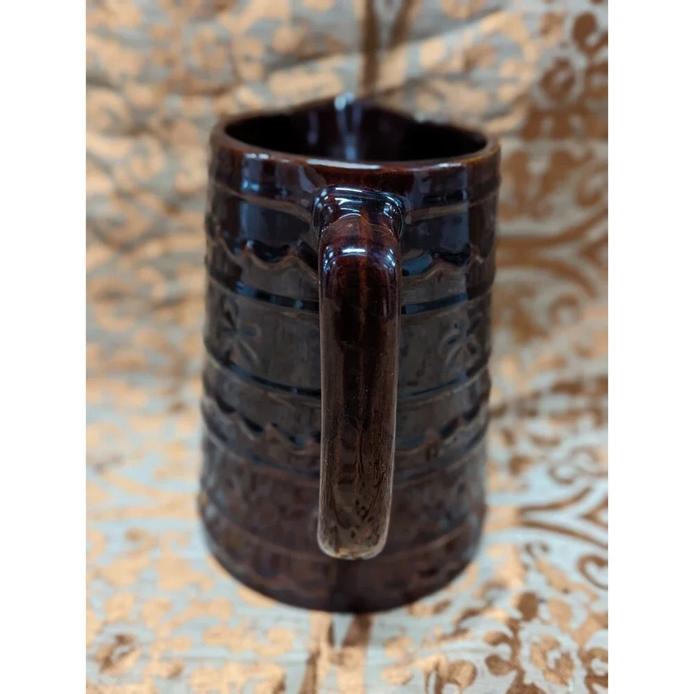 Vintage Marcrest Stoneware Brown Daisy Dot Water‎ Pitcher 8